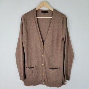 LADY HATHAWAY Women's Brown Wool Blend Button Front Cardigan Size L/G Pockets
